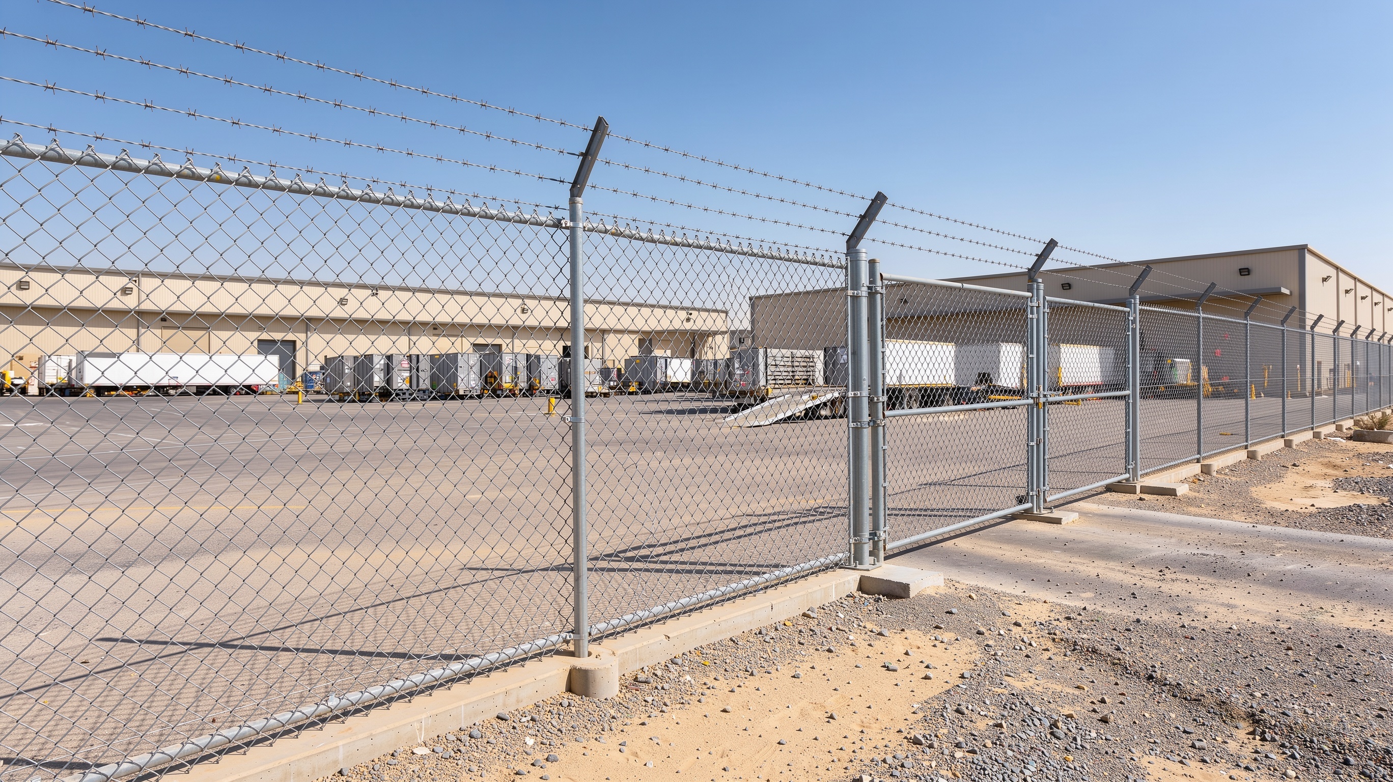 Industrial security fence installed by Mahraj Fence in the UAE